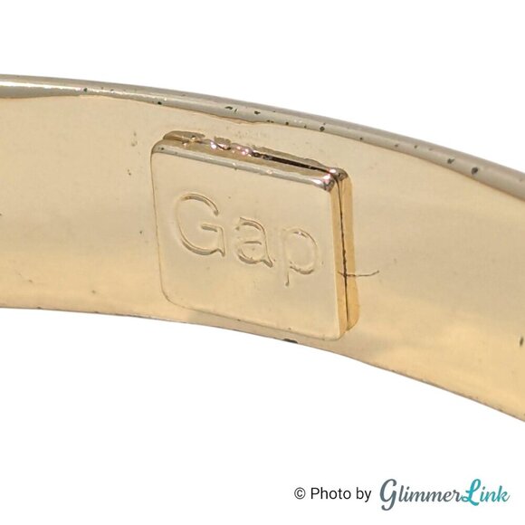 Gap Cream Enamel Stripe Classic Gold Tone Bangle Bracelet - Picture 7 of 8